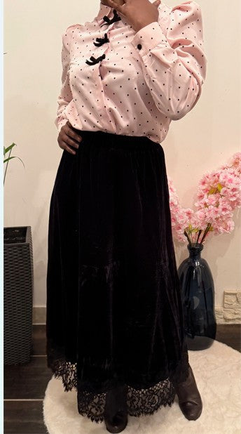 Jupe velour dentelle BILLIE